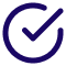 An icon representing a circular shape with a checkmark, indicating completion or status.